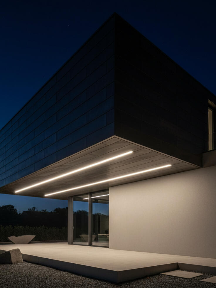 Monumental Design: Cantilevered Concrete Wall with LED Fissures